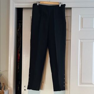 Talbots Black Ankle Pants with Button Detail- linen